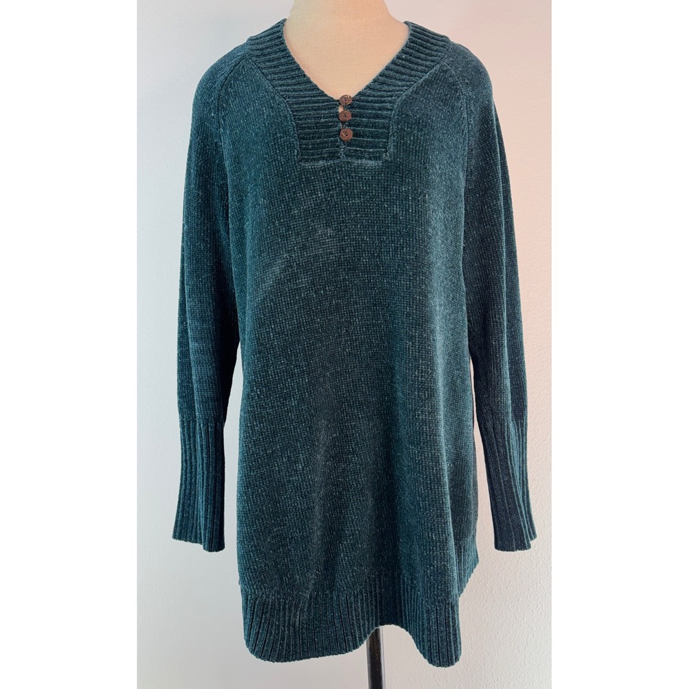 Soft Surroundings Teal Chenille Knit Tunic Sweater Medium Forest Fairy Boho Cozy